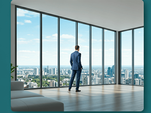 Modern apartment with a city view